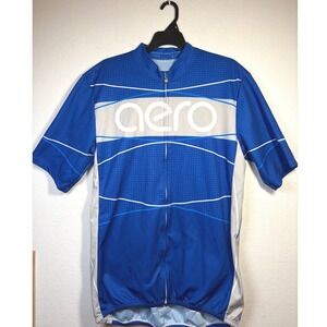 Aerotech Designs Cycling Jersey Mens 2XL Blue Excellent Short Sleeve Full Zip